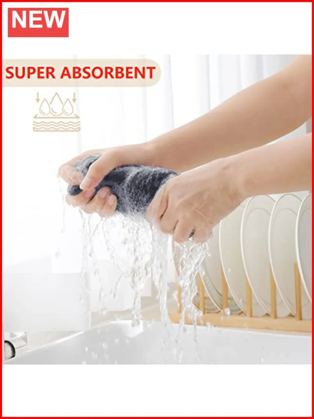 Cotton Waffle Weave Kitchen Dish Cloths 6-Pack Absorbent 12x12